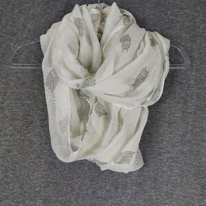 MANHATTAN SCARF COMPANY WOMENS WHITE GRAY SHEER INFINITY OWL PRINT SCARF 29×69